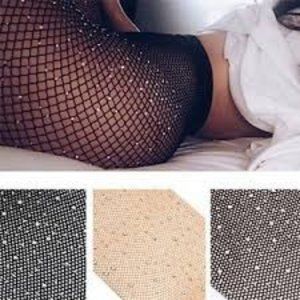 Rhinestone Fishnet Stockings (BLACK, WHITE, NUDE)